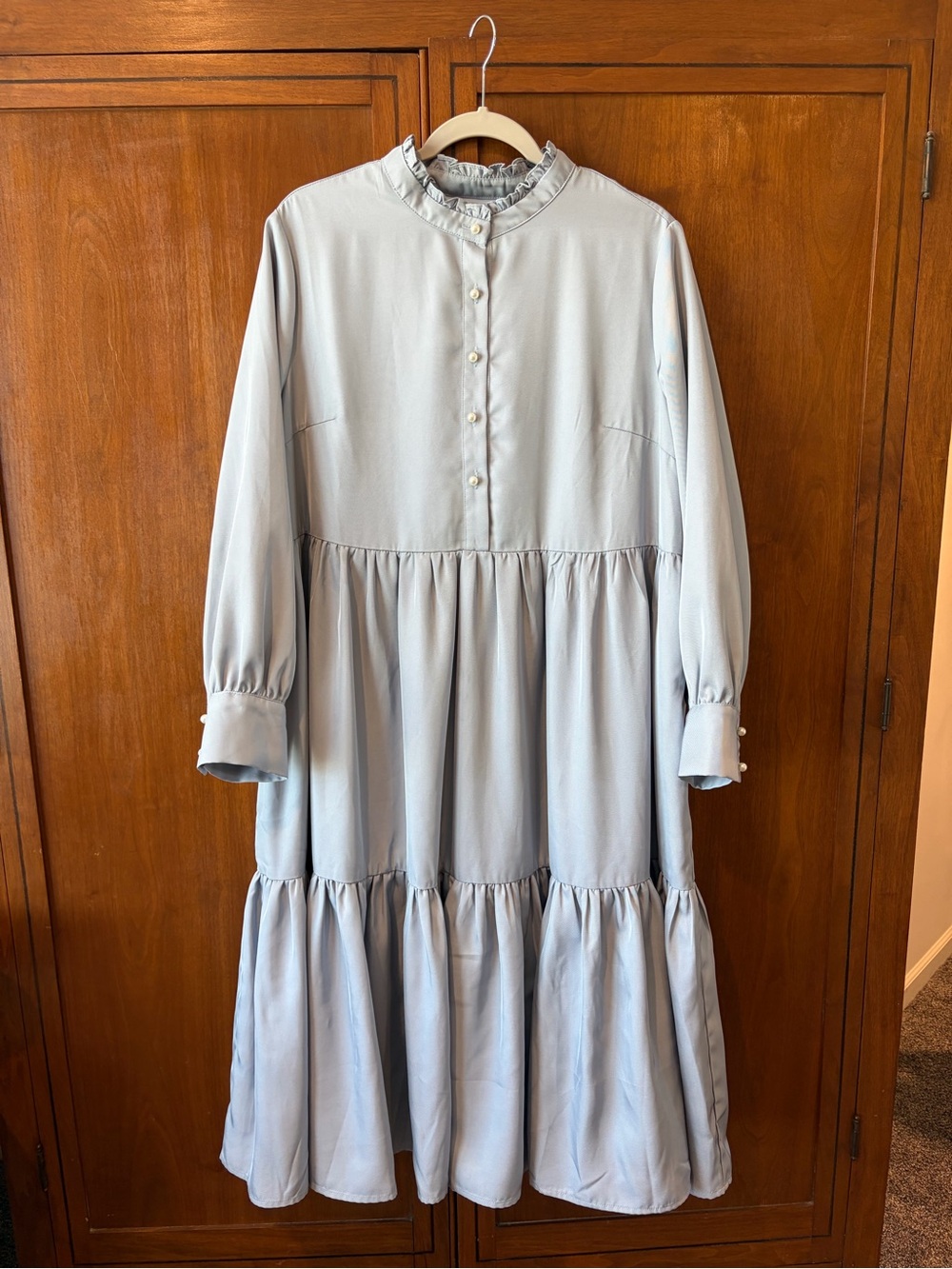 Dainty Jewells Blue Gray Tiered Midi Dress